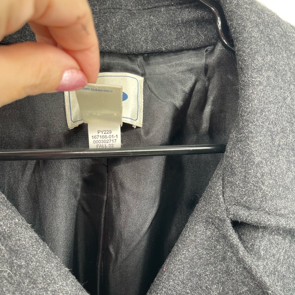 Old Navy Classic Charcoal Gray Peacoat Y2K Wool Warm Winter Womens Lapel Lg - Picture 5 of 10